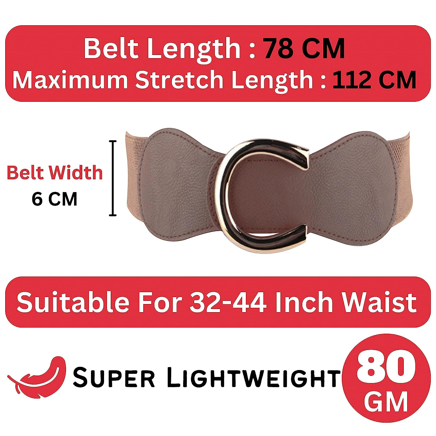 Redhorns Elastic Ladies Wide Belt#color_brown