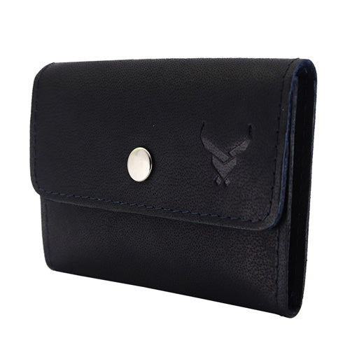 Men's Leather Snap Button Card Holder#color_blue