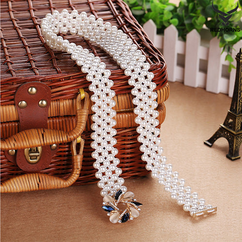 Floral Design Ladies Pearl Belt