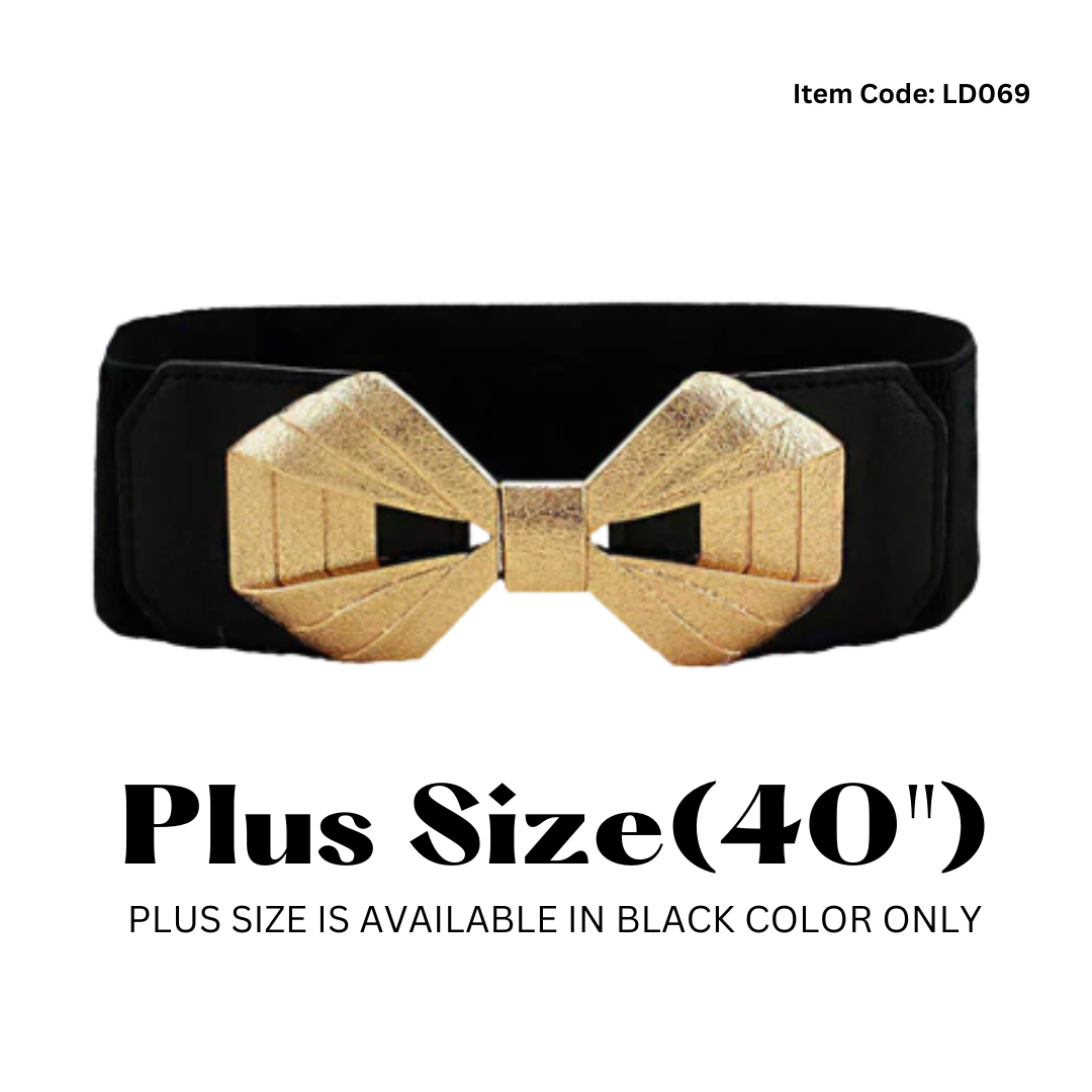 Bow Knot Design Ladies Belt Black#color_black-plus-size