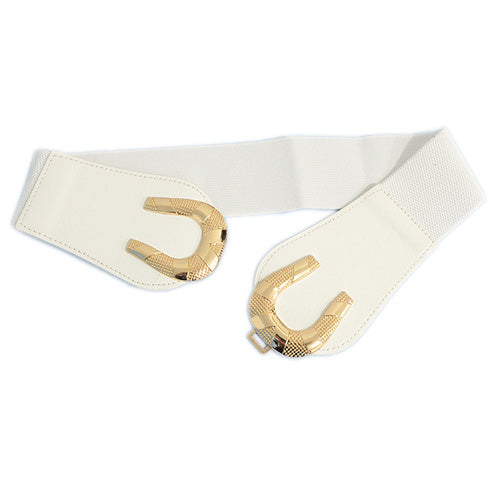 C-shaped Design Elastic Fabric Wide Belt for Women Dresses