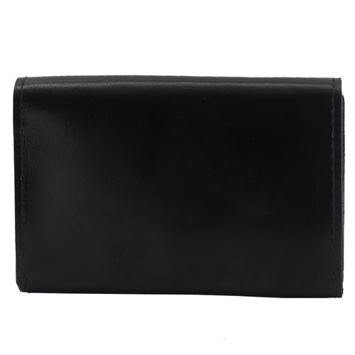 Men's Leather Snap Button Card Holder#color_black