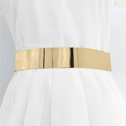 Plain Design Elastic Fabric Wide Belt for Women Dresses