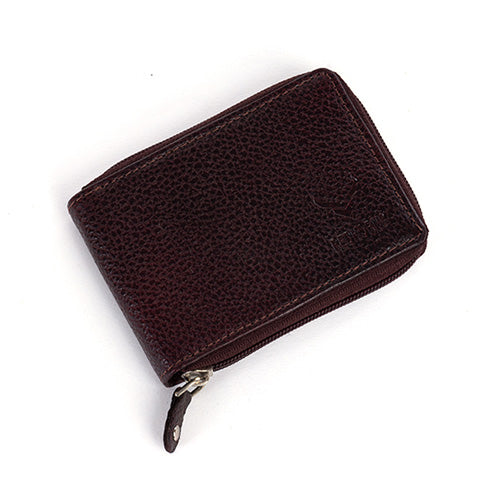 Men's Leather Zipper Card Holder#color_brown