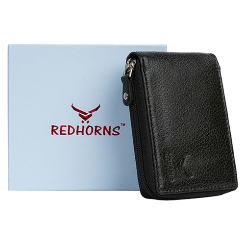 Men's Leather Zipper Card Holder#color_green