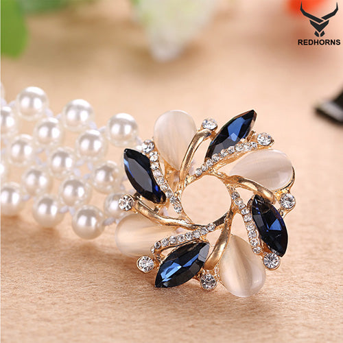 Floral Design Ladies Pearl Belt