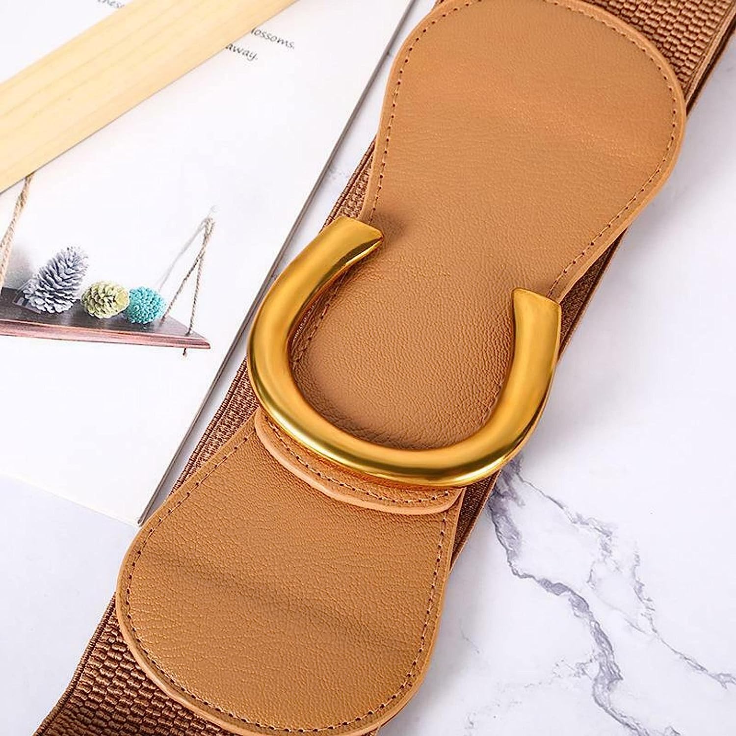 Redhorns Elastic Ladies Wide Belt#color_tan