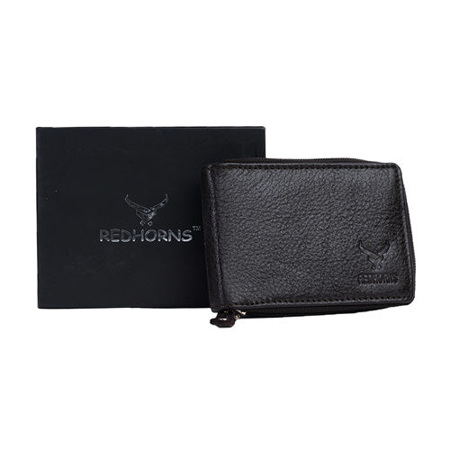 Men's Leather Zipper Card Holder#color_black