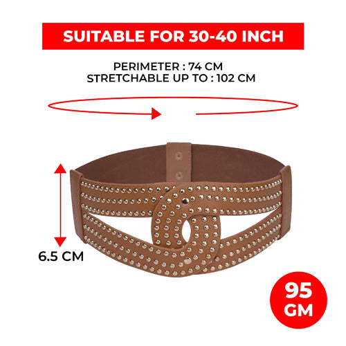 Redhorns Elastic Ladies Wide Belt#color_brown