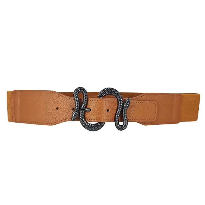 Redhorns Elastic Ladies Wide Belt#color_brown-black-buckle