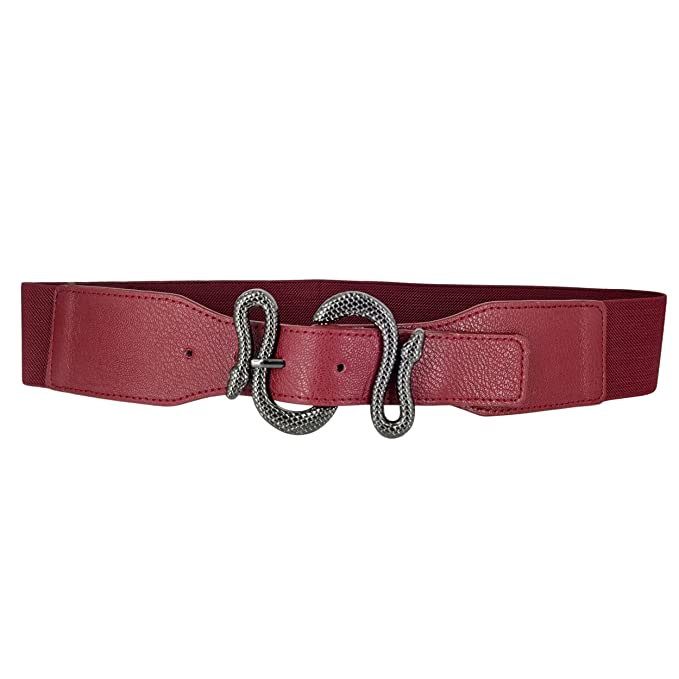 Redhorns Elastic Ladies Wide Belt#color_cherry-black-buckle