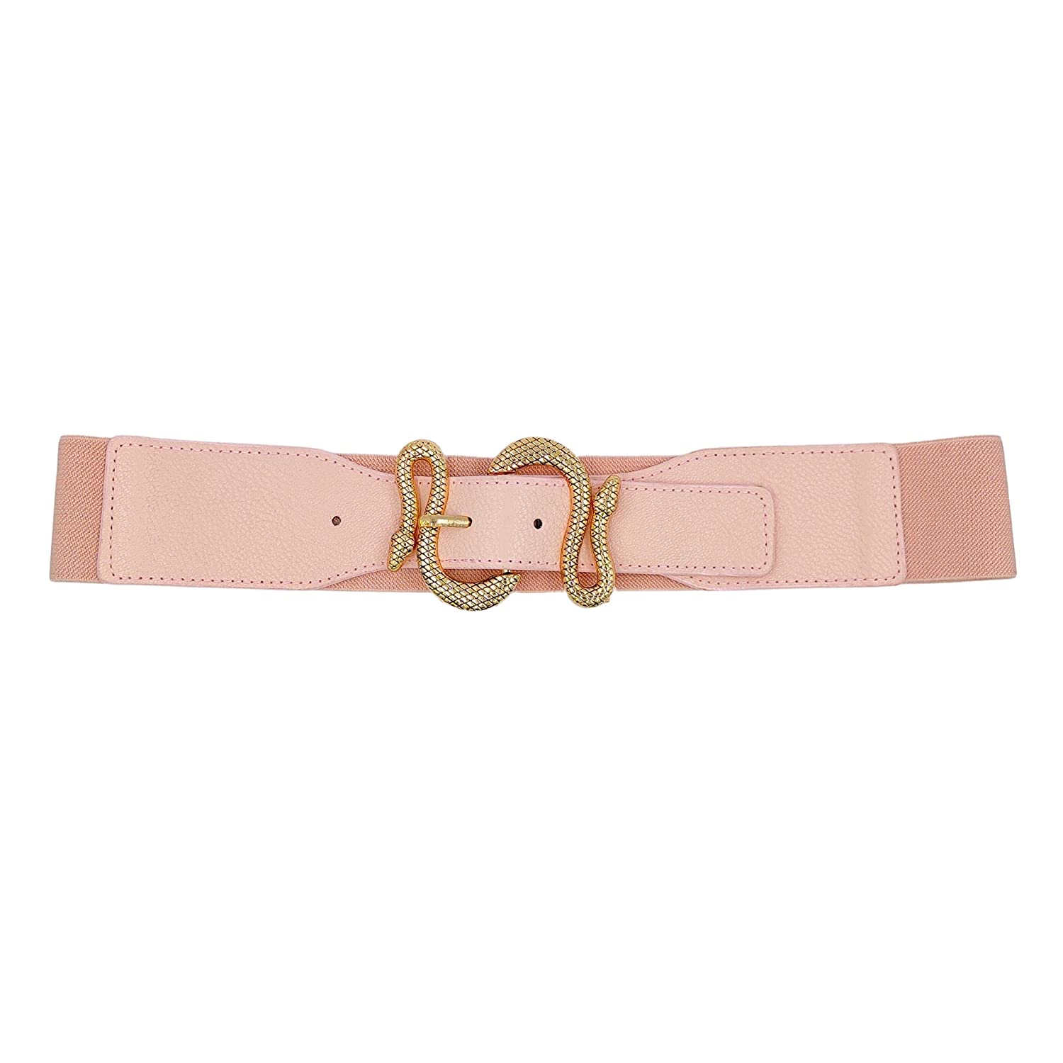 Redhorns Elastic Ladies Wide Belt#color_pink-golden-buckle