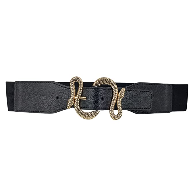 Redhorns Elastic Ladies Wide Belt#color_black-golden-buckle