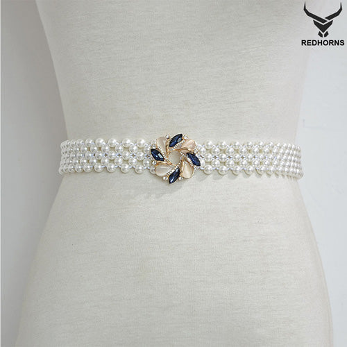Floral Design Ladies Pearl Belt