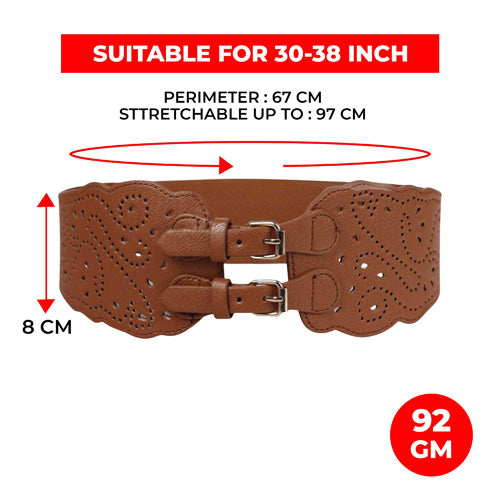 Redhorns Elastic Ladies Wide Belt#color_brown