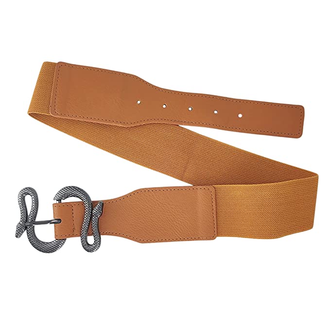 Redhorns Elastic Ladies Wide Belt#color_brown-black-buckle