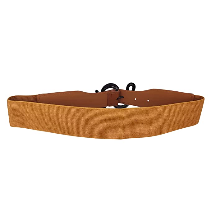 Redhorns Elastic Ladies Wide Belt#color_brown-black-buckle