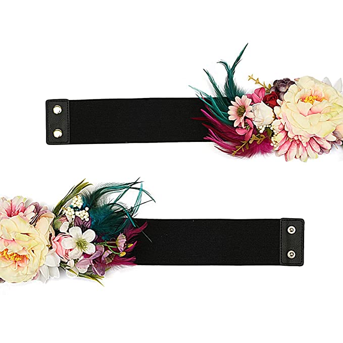 Redhorns Elastic Ladies Wide Belt#color_black-feather
