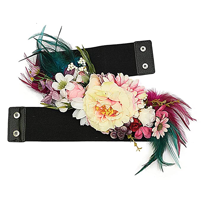 Redhorns Elastic Ladies Wide Belt#color_black-feather