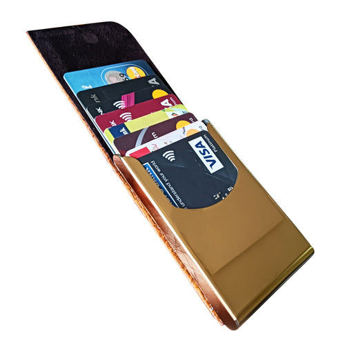 Redhorns Men's Stainless Steel Tan Color Card Holder With Magnetic Flap (CD005)