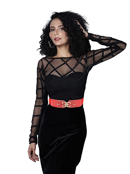 Redhorns Elastic Ladies Wide Belt#color_red