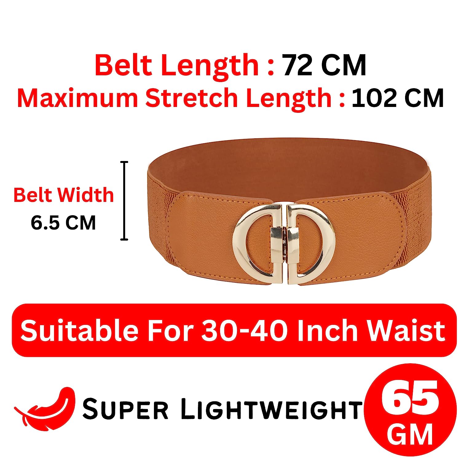 Redhorns Elastic Ladies Belt#color_tan