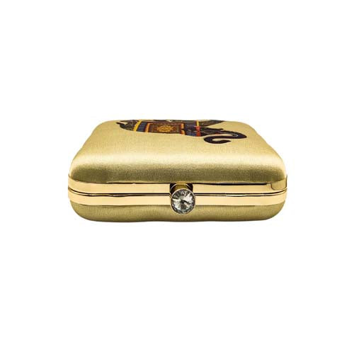 Elephant Art Graphic Printed Women's Clutch Bag  Color Beige Blue