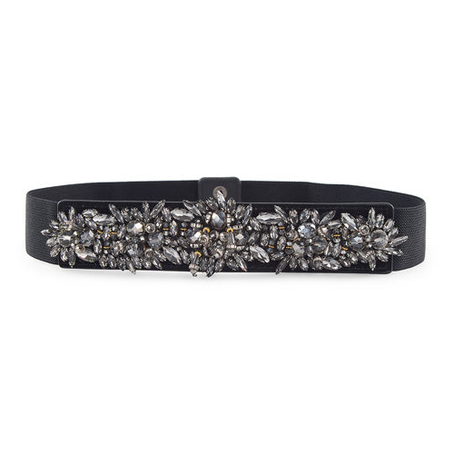 Floral Design Ladies Belt Black#color_black