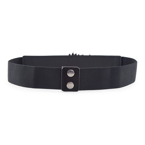 Floral Design Ladies Belt Black#color_black