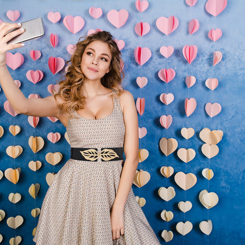 Floral Design Ladies Elastic Belt Black#color_black