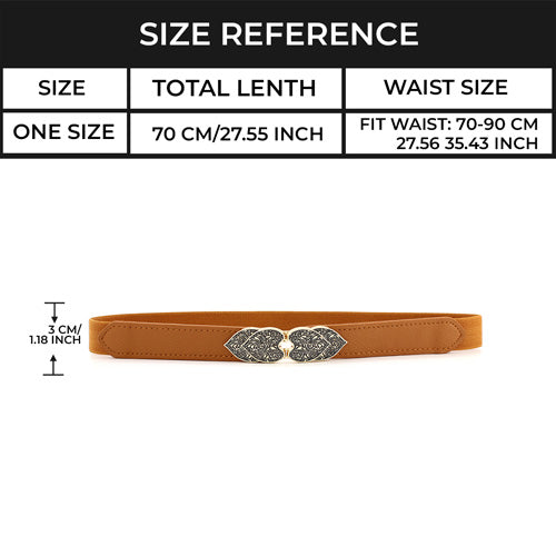 Floral Design Ladies Elastic Belt Brown#color_brown