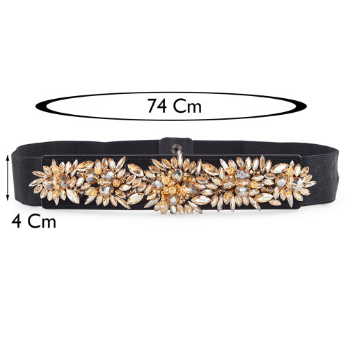 Floral Design Ladies Belt golden#color_golden