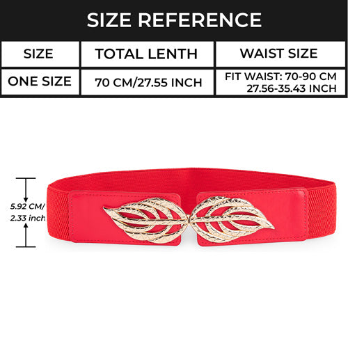 Floral Design Ladies Elastic Belt Red#color_red
