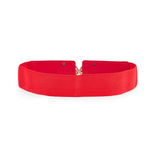Floral Design Ladies Elastic Belt Red#color_red
