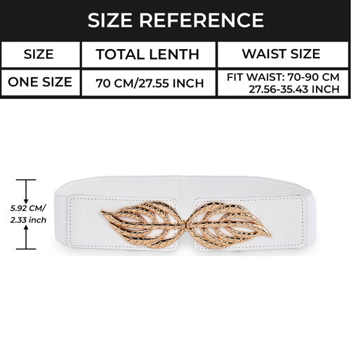 Floral Design Ladies Elastic Belt White#color_white