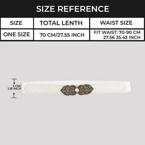 Floral Design Ladies Elastic Belt White#color_white
