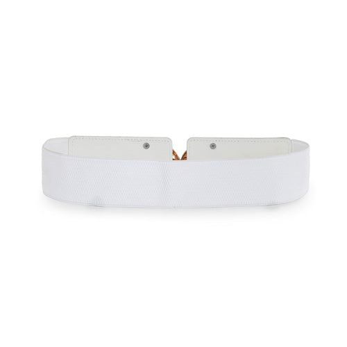 Floral Design Ladies Elastic Belt White#color_white
