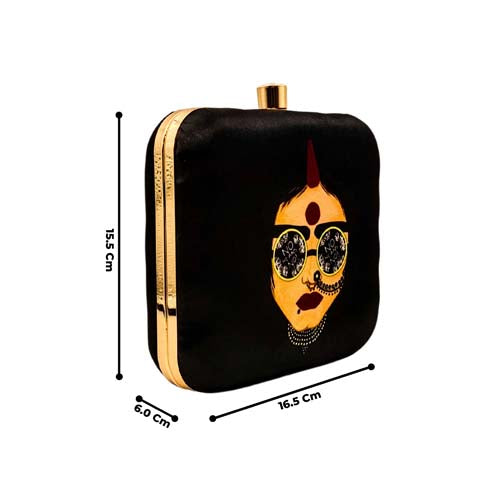 Girls Swag Black Beige Clutch for women