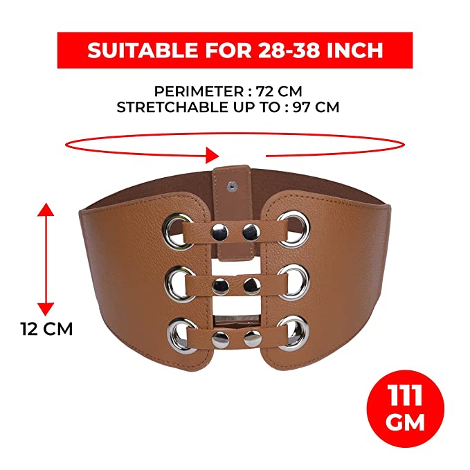 Redhorns Elastic Ladies Wide Belt#color_brown