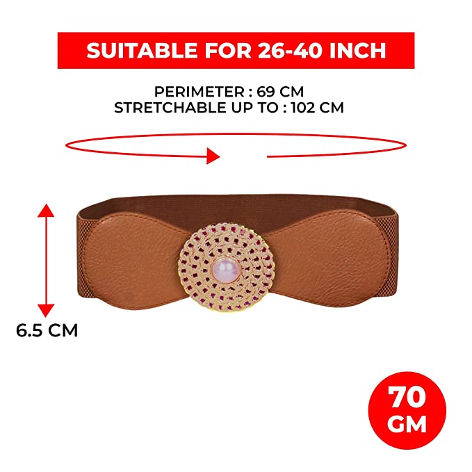 Redhorns Elastic Ladies Wide Belt#color_brown