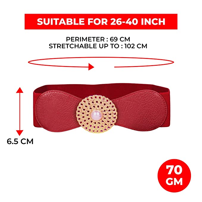 Redhorns Elastic Ladies Wide Belt#color_red