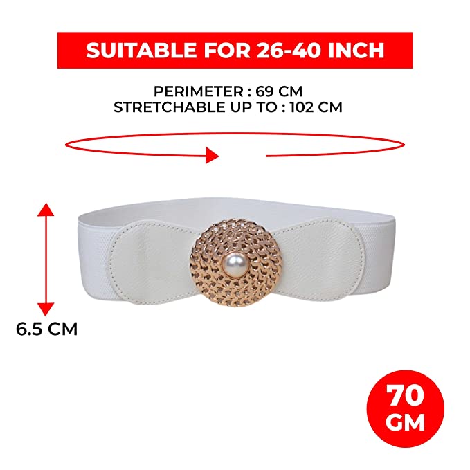 Redhorns Elastic Ladies Wide Belt#color_white