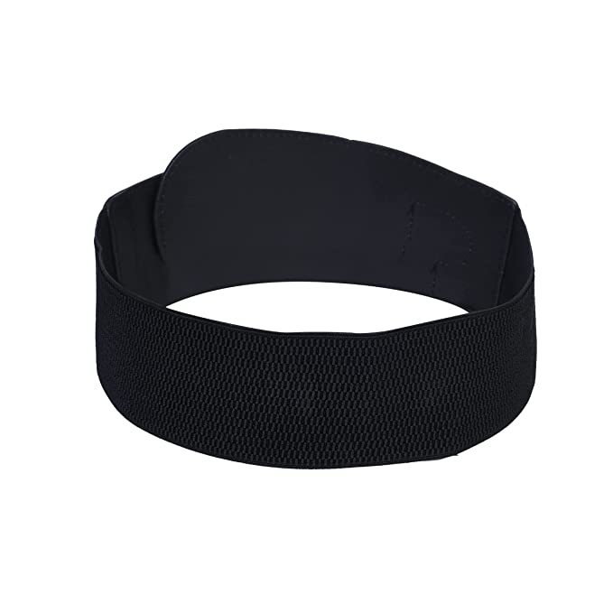 Block Shaped Design Ladies Elastic Belt#color_black