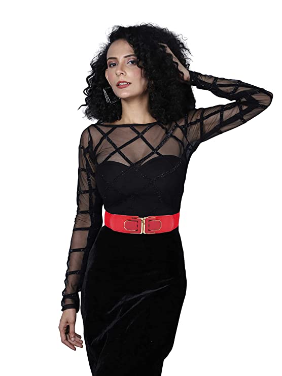 Redhorns Elastic Ladies Wide Belt#color_red