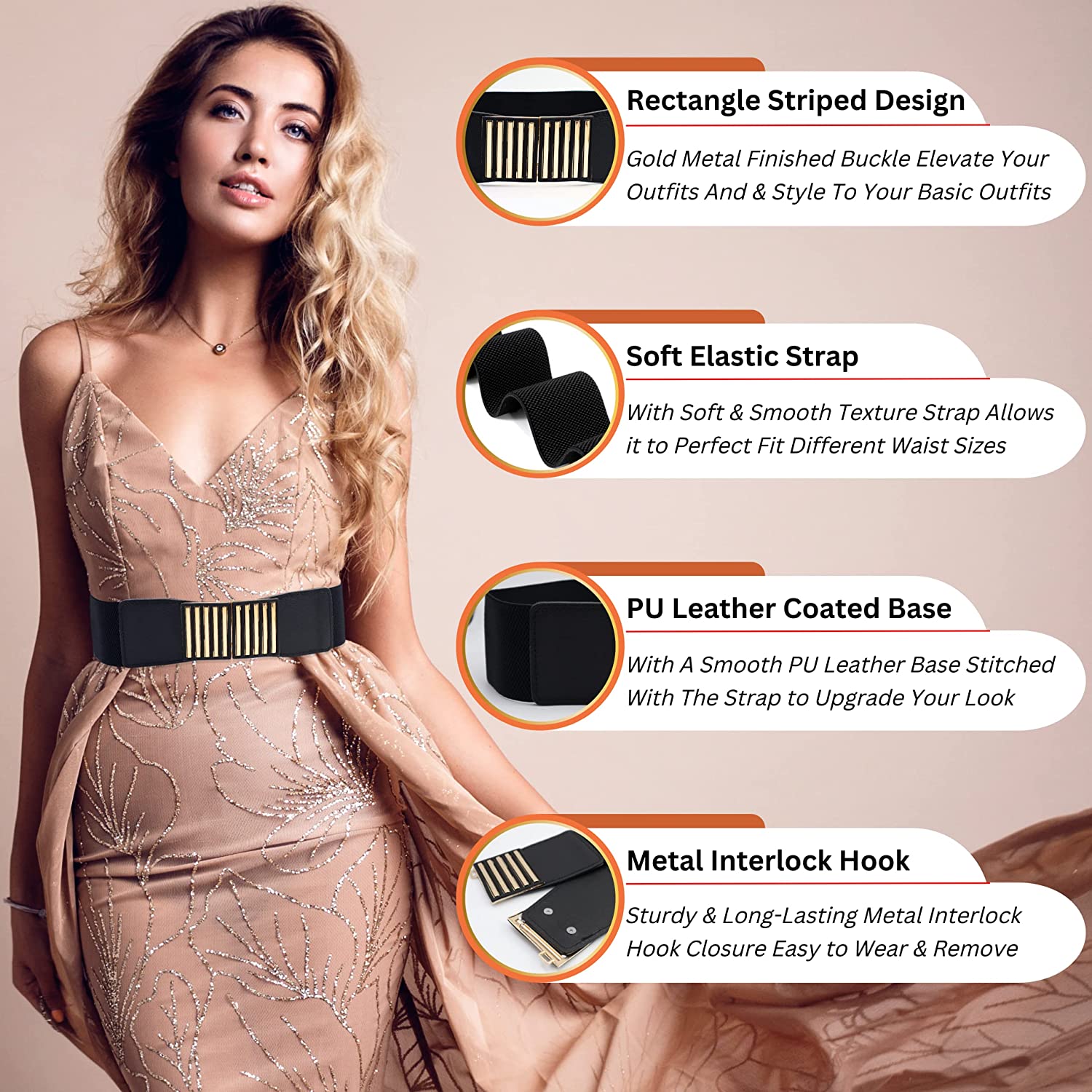 Redhorns Elastic Ladies Wide Belt#color_black
