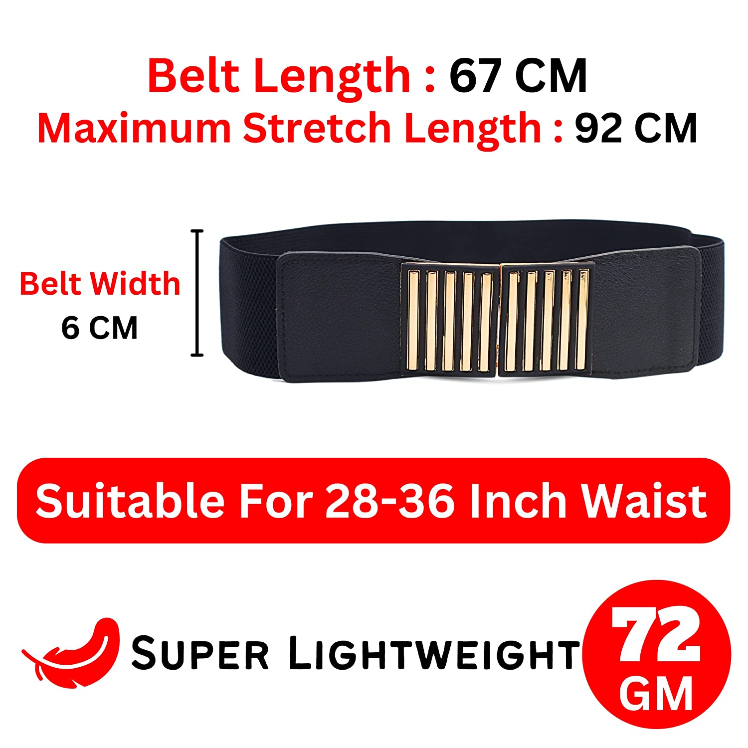Redhorns Elastic Ladies Wide Belt#color_black