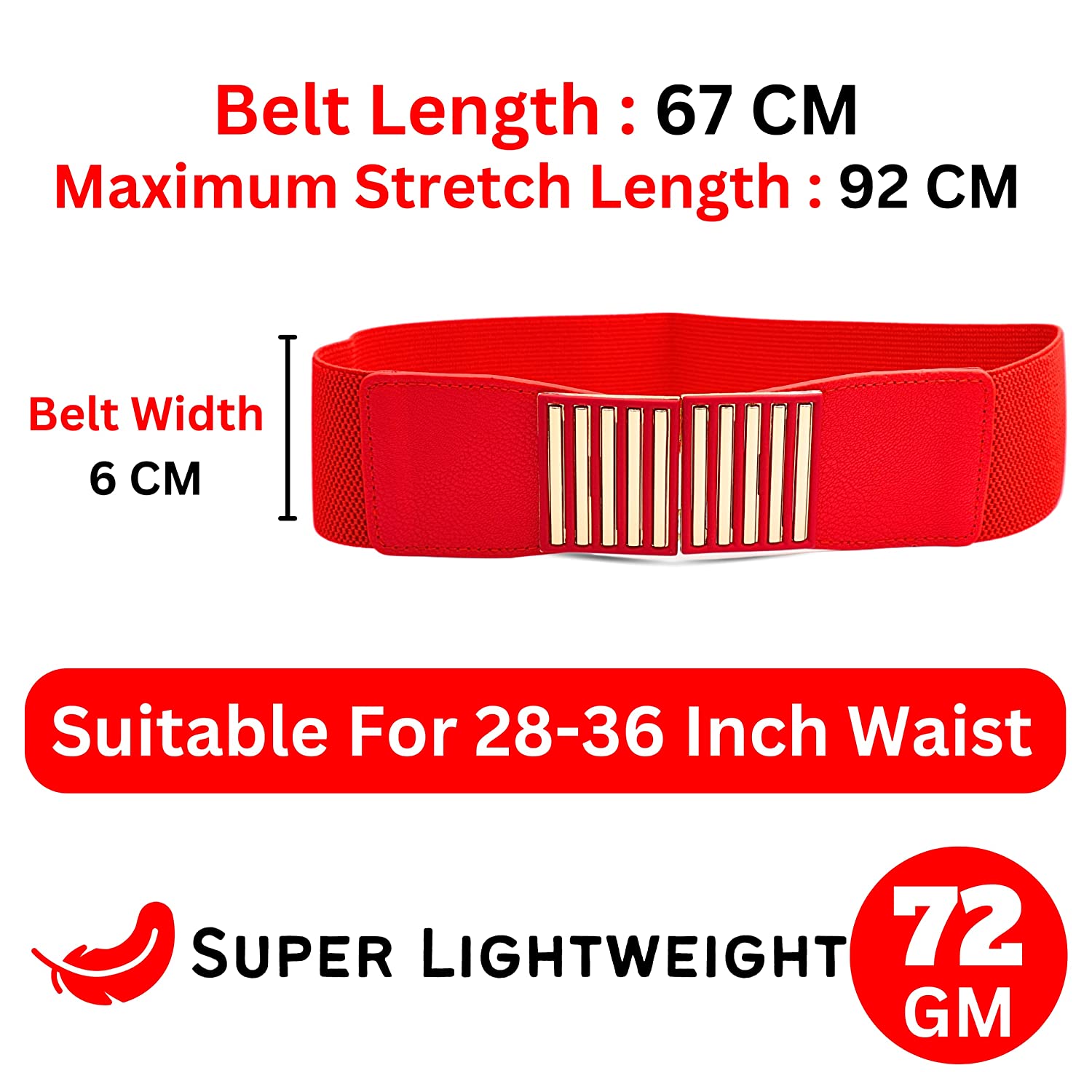 Redhorns Elastic Ladies Wide Belt#color_red