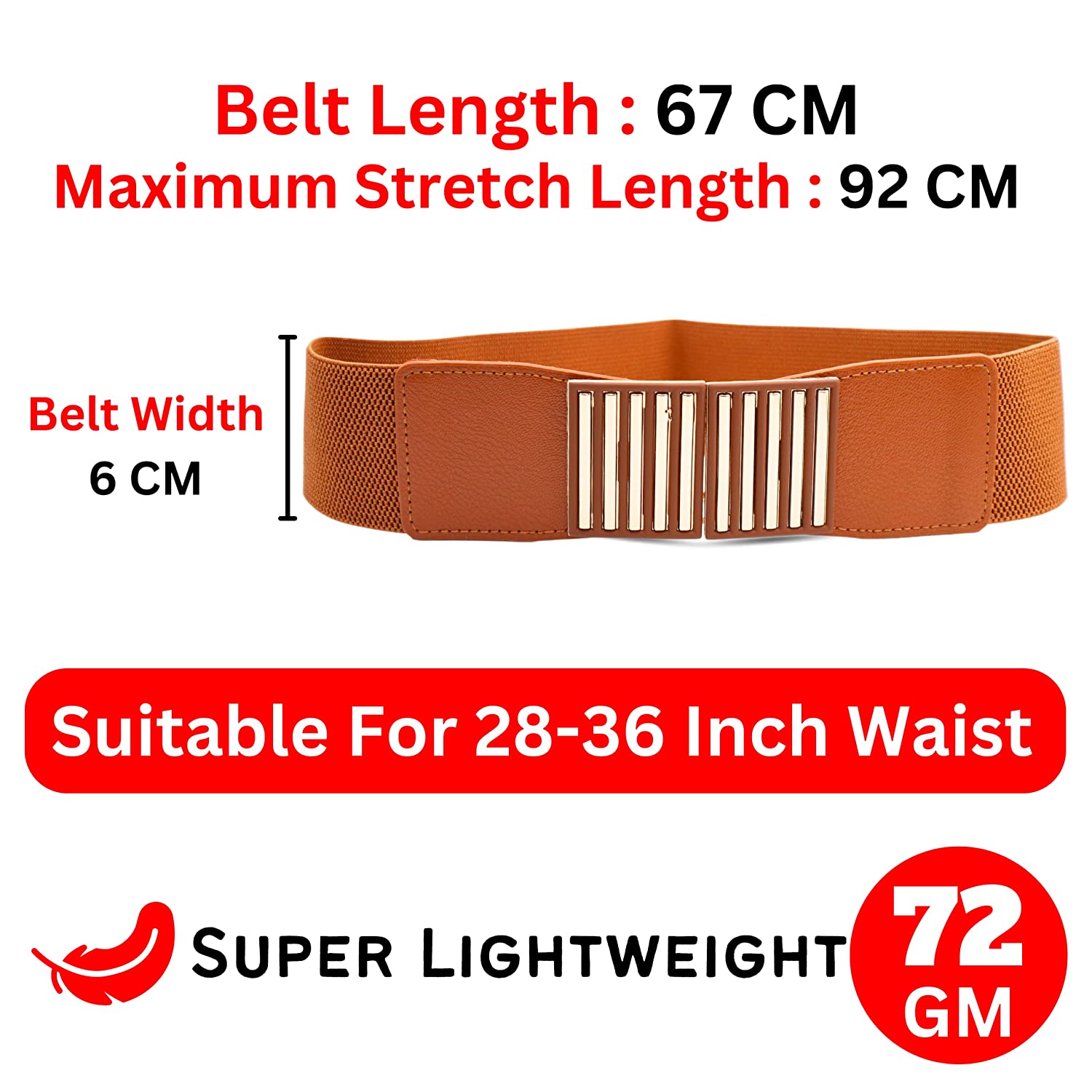 Redhorns Elastic Ladies Wide Belt#color_tan