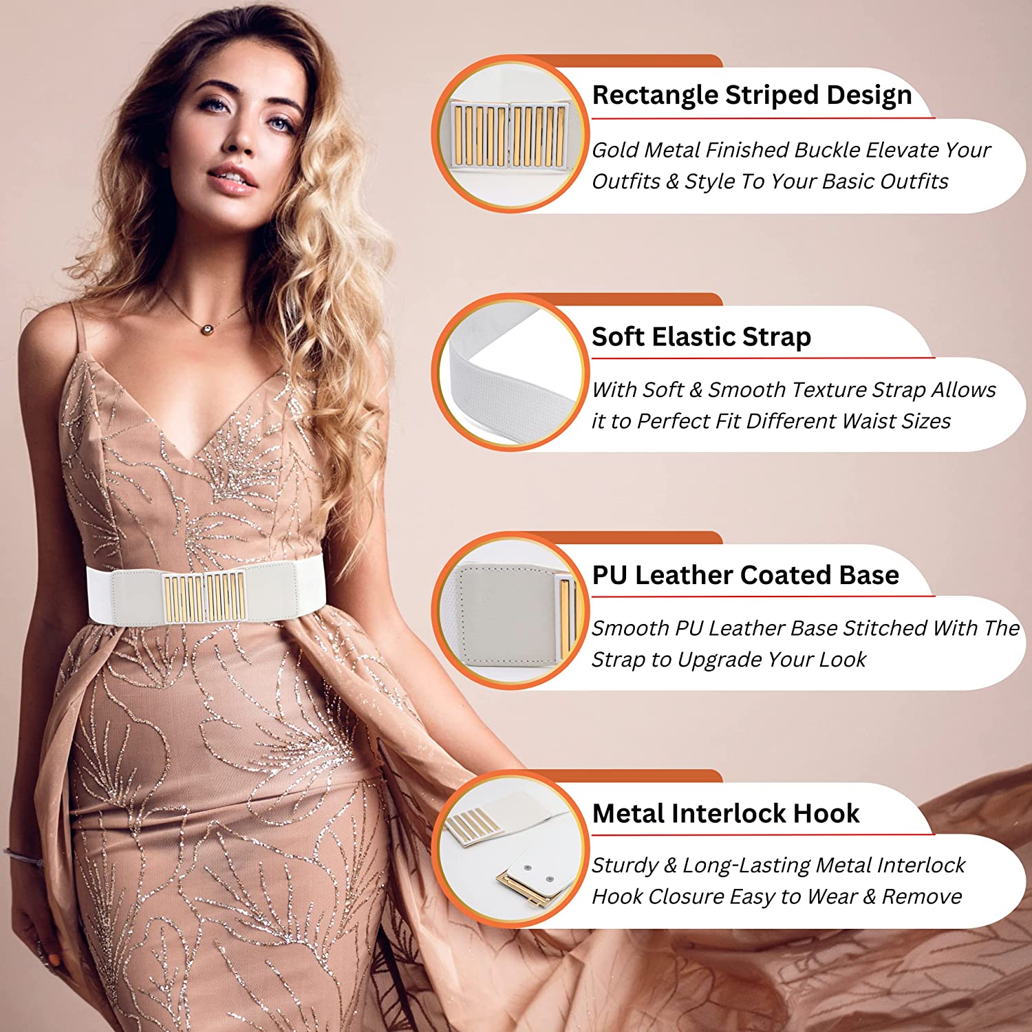 Redhorns Elastic Ladies Wide Belt#color_white