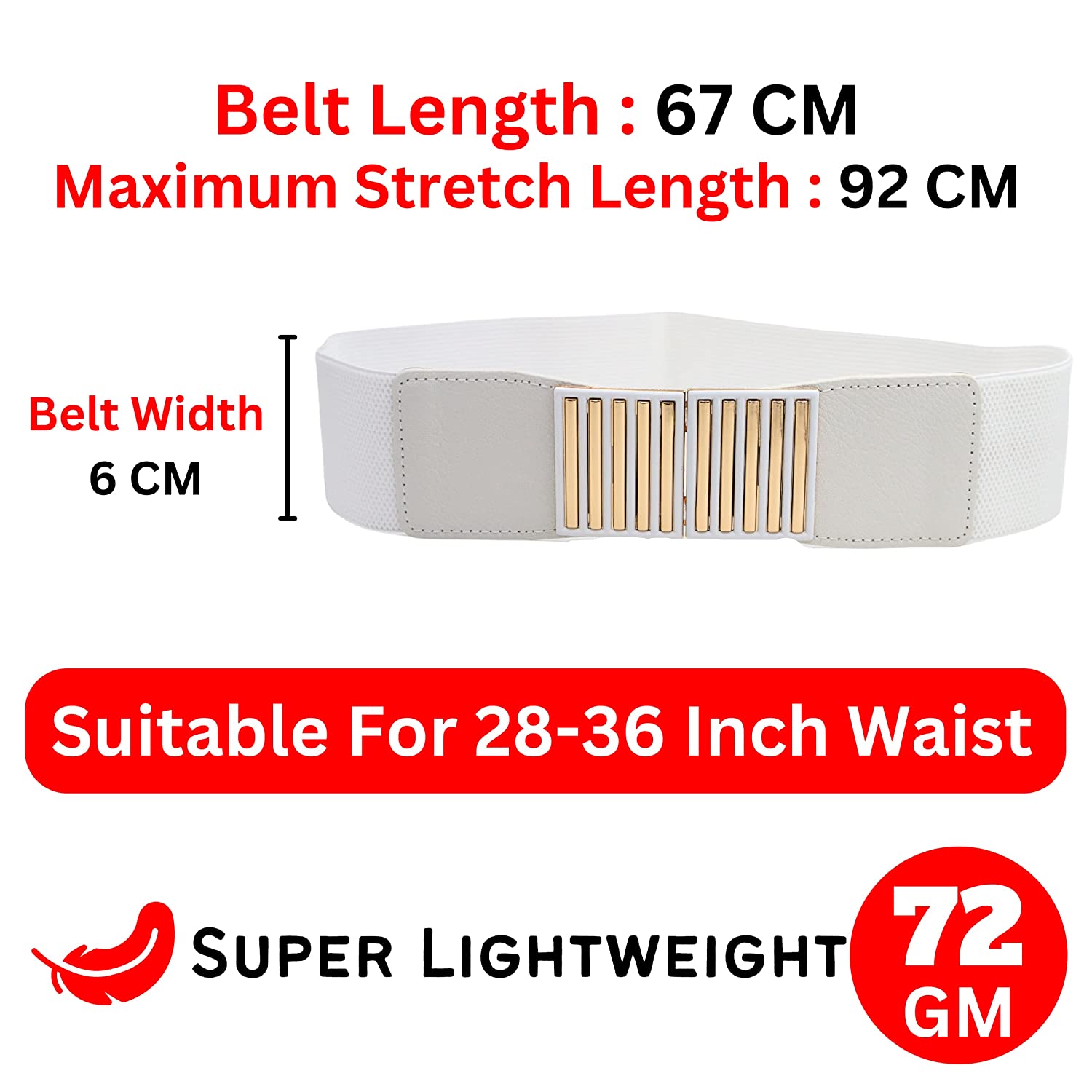 Redhorns Elastic Ladies Wide Belt#color_white
